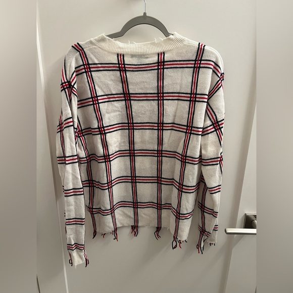 AQUA Plaid Cashmere Sweater - Picture 3 of 3